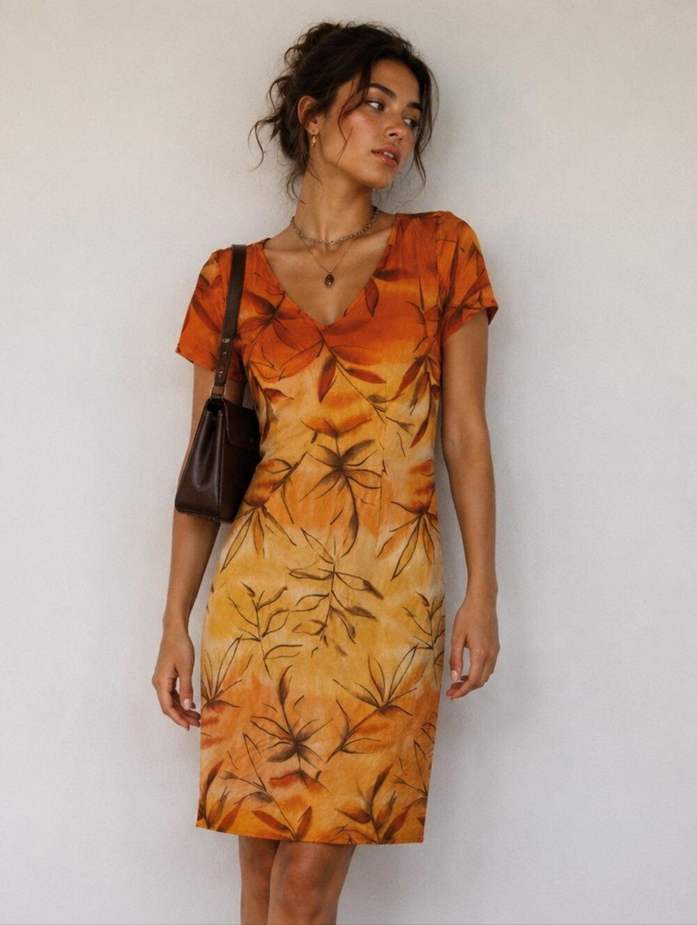 Vintage Y2K Avenue Floral Ombre Dress Size 10 V Neck 90s
